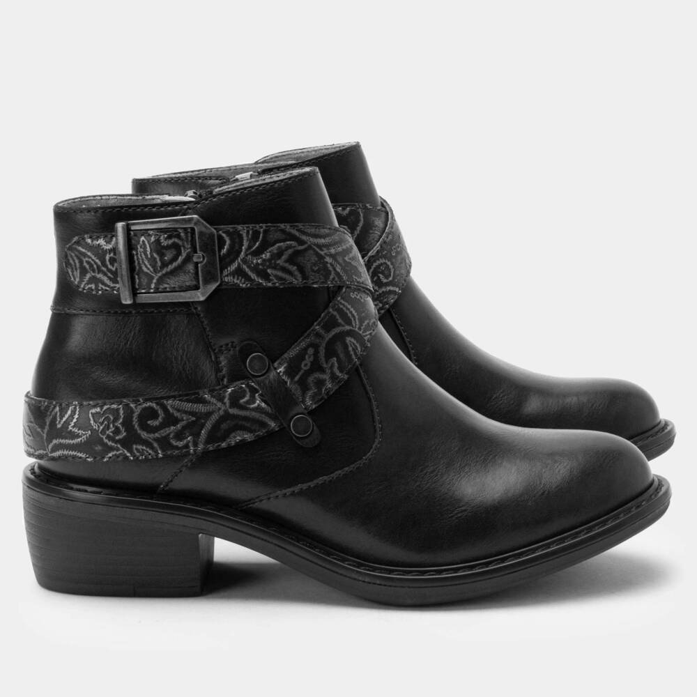 NEW ALEGRIA women's millie embroider me boot in black
